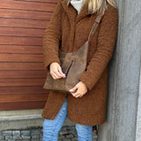 mittlere Umhängetasche Schultertasche Beuteltasche Damentasche Leder vintage braun LE0072