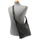 mittlere Umhängetasche Schultertasche Damentasche Leder schwarz LE0073