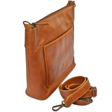 mittlere Umhängetasche Schultertasche Damentasche Ledertasche Leder cognac LE0080