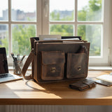 große Aktentasche Lehrertasche Businesstasche Leder vintage braun LE3030