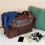 Weekender Sporttasche Reisetasche Ledertasche Damen Herren Leder 55cm braun LE2014