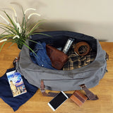 B-Ware großer Weekender Reisetasche Sporttasche Damen Herren Leder Canvas 60cm grau LE2019
