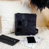 kleine Umhängetasche Damentasche Herrentasche Ledertasche schwarz LE3060