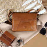 kleine Umhängetasche Ledertasche Damentasche Schultertasche Leder cognac LE3078