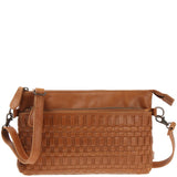 kleine Umhängetasche Schultertasche Damentasche Clutch Leder cognac LE3081