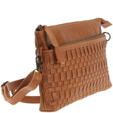 kleine Umhängetasche Schultertasche Damentasche Clutch Leder cognac LE3081