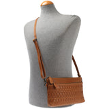 kleine Umhängetasche Schultertasche Damentasche Clutch Leder cognac LE3081