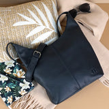 mittlere Umhängetasche Schultertasche Beuteltasche Damentasche Leder schwarz LE0072