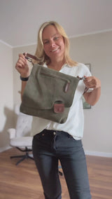 Umhängetasche Ledertasche Damen Schultertasche Wildleder grün LE3027