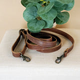 schmaler Trageriemen Schultergurt Leder 1,6cm x 150cm braun LEC-R8