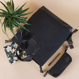 Freizeitrucksack Rucksack DIN A4 Canvas Leder schwarz LE1021