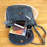 kleine Damentasche Umhängetasche Ledertasche Leder grau LE3047