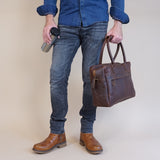 Handgepäck Arbeitstasche Ledertasche Damen Herren Leder braun LE2007