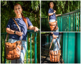 Umhängetasche Schultertasche Henkeltasche Damentasche Leder cognac LE0054