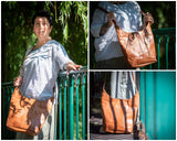 große Umhängetasche Schultertasche Beuteltasche Damentasche Leder cognac LE0055