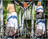 kleine Damentasche Umhängetasche Leder dunkelbraun LE0070