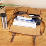 Messenger Bag Din A4 Kuriertasche Leder Canvas cognac LE3018