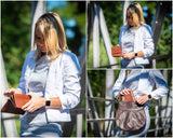 Geldbörse Damen Clutch Portemonnaie Leder braun LE9016