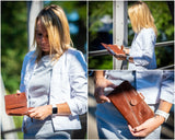 große Geldbörse Damen Portemonnaie Leder braun LE9017