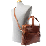 große Schultertasche Henkeltasche Shopper DIN A4 Handtasche Damen Leder braun LE0059