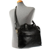 große Schultertasche Henkeltasche Shopper DIN A4 Handtasche Damen Leder schwarz LE0059