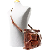 Schultertasche Umhängetasche Ledertasche Leder Damen braun LE0062