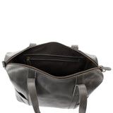 Shopper Schultertasche Henkeltasche Damen Handtasche Leder dunkelgrau LE0061