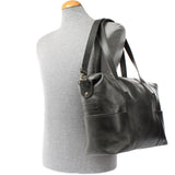 Shopper Schultertasche Henkeltasche Damen Handtasche Leder dunkelgrau LE0061