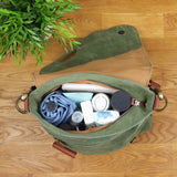 Umhängetasche Ledertasche Damen Schultertasche Wildleder grün LE3027