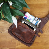 Umhängetasche Schultertasche Crossbag Damen Herren Leder braun LE3015