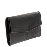 Geldbörse Portemonnaie Damen Querformat Leder schwarz LE9013