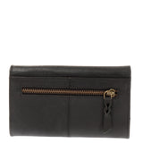 Geldbörse Portemonnaie Damen Querformat Leder schwarz LE9013