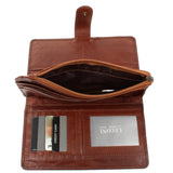 große Geldbörse Damen Portemonnaie Leder braun LE9017