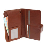 große Geldbörse Damen Portemonnaie Leder braun LE9017