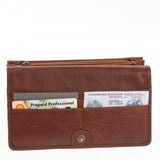 Geldbörse Damen Clutch Portemonnaie Leder braun LE9016