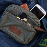 Gürteltasche Bauchtasche Canvas Rindsleder grau LE3037