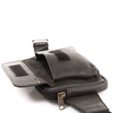 Gürteltasche Bauchtasche Hüfttasche Festivaltasche Büffelleder schwarz LE9015