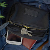 Gürteltasche Bauchtasche Hüfttasche Leder Canvas schwarz LE3037