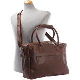 Handgepäck Arbeitstasche Ledertasche Damen Herren Leder braun LE2007