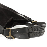 Henkeltasche Damentasche Veloursleder Leder schwarz LE0033