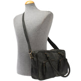 Schultertasche Handtasche Henkeltasche Damen Leder grau LE0046