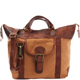 Henkeltasche Damentasche Canvas Leder cognac LE0043