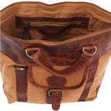 Henkeltasche Damentasche Canvas Leder cognac LE0043