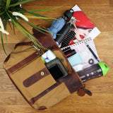 Henkeltasche Damentasche Canvas Leder cognac LE0043