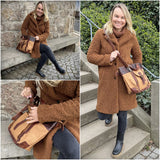 Henkeltasche Damentasche Canvas Leder cognac LE0043