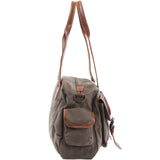 Schultertasche Damentasche Canvas Leder grau LE0042