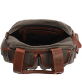 Schultertasche Damentasche Canvas Leder grau LE0042