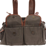 Schultertasche Damentasche Canvas Leder grau LE0042