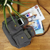 Schultertasche Damentasche Canvas Leder grau LE0042