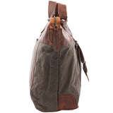 Henkeltasche Schultertasche Canvas Leder grau LE0043